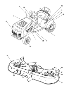 Decal Group Diagram and Parts List for 7800568-RT195460 2009 Briggs and Stratton Lawn Tractor